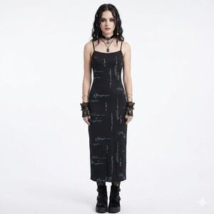 PS Per Seption Dark Floral Floral Maxi Slip‎ Dress Large Y2K Whimsigoth Fairy